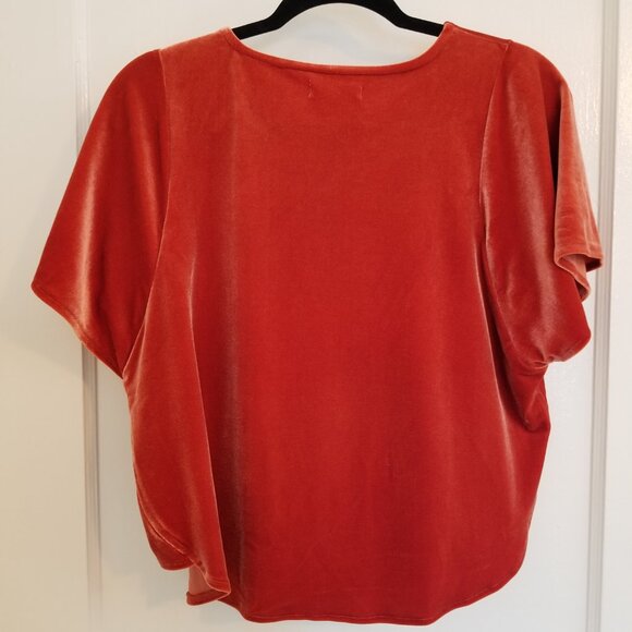 Madewell Burnt-Orange Crushed Velvet Blouse size small - Picture 5 of 8
